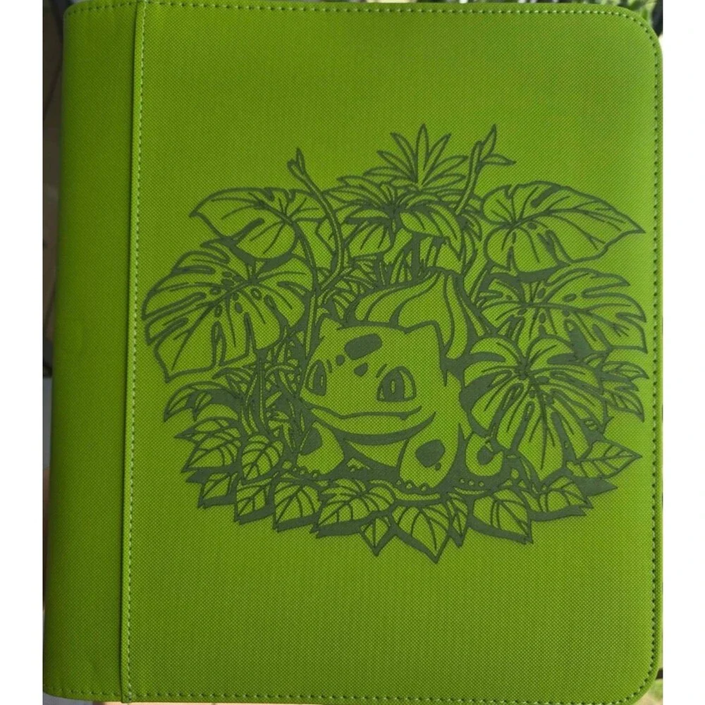 Pokemon Bulbasaur 4 Pocket Green Top Loader Binder 128 Cards Ready to Ship